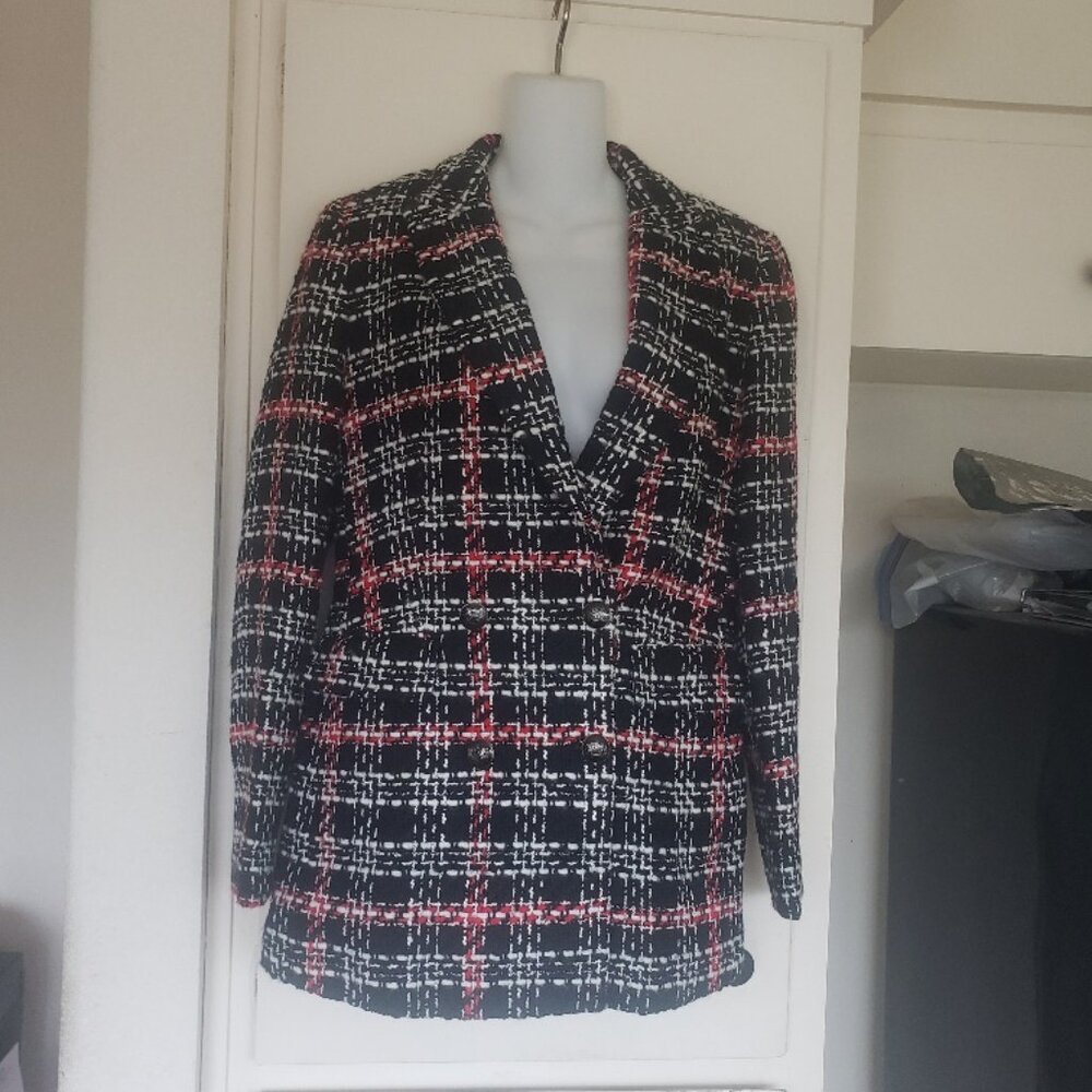 Mossimo Dutti Jacket/Coat Black, Red and White size 6
